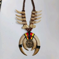 Kalung etnik taring dayak replika liontin ukiran handmade