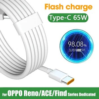 65W Super Fast Charger Type C Cable For OPPO R17Pro Reno 4Pro ACE 2 Find X2 Pro Quick Charging Data Cord Charger Wire