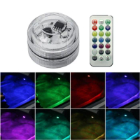 LED Car Interior Ambient Light With Battery Wireless Adhesive Colorful Ambient Light Car LED Foot Atmosphere Lamp Remote Control