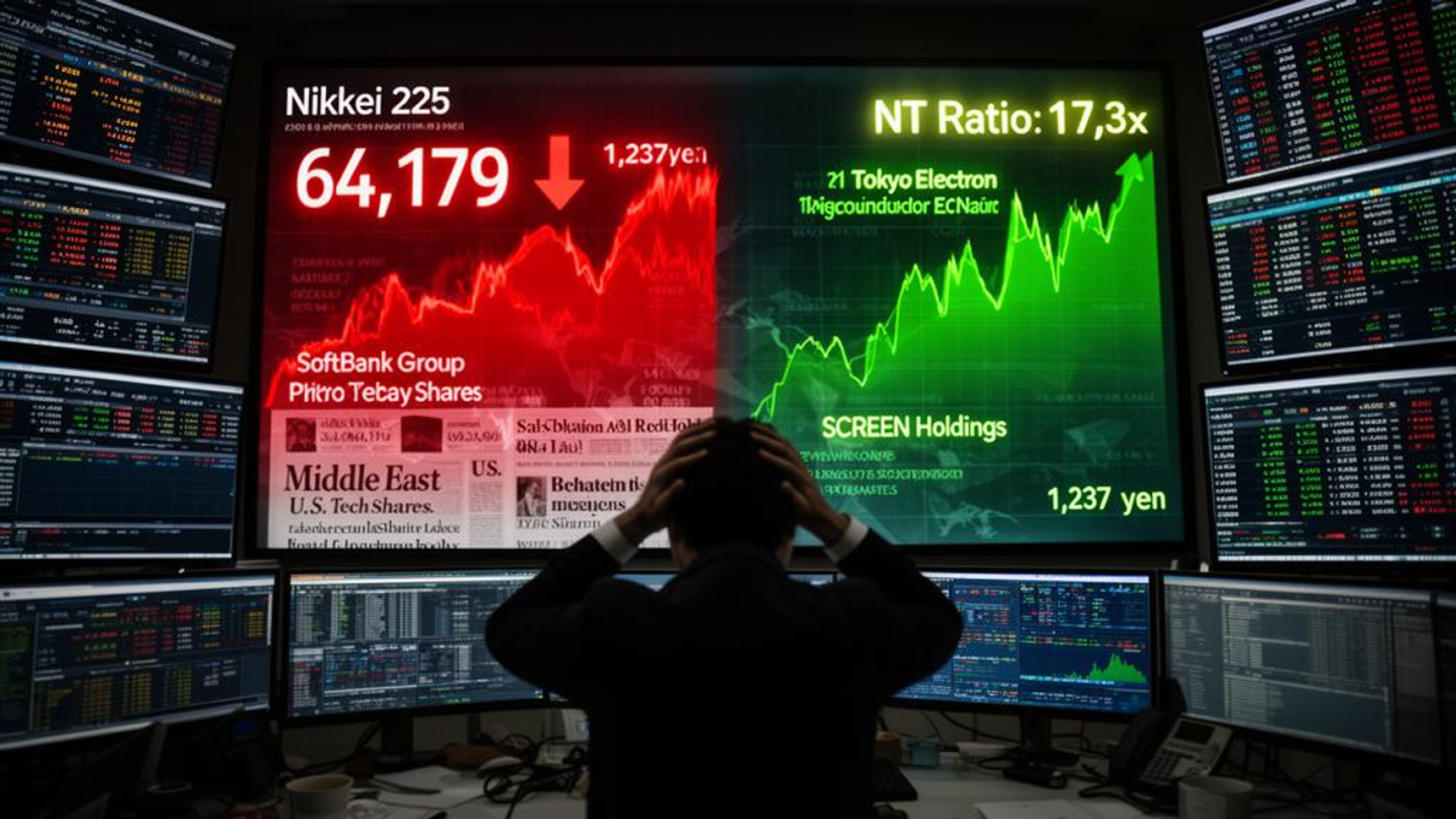 スイングビート(値下げしました。) Nikkei 225 Plunges 1,237 Yen, Reversing Prior Day's Surge as AI