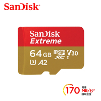 SanDisk Extreme microSDXC UHS-I(V30)(A2) 64GB 記憶卡(公司貨)