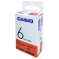 CASIO 標籤機專用色帶-6mm【共有5色】紅底黑字XR-6RD1
