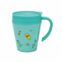小禮堂 迪士尼 小熊維尼 單耳不鏽鋼杯 附蓋 保溫杯 咖啡杯 馬克杯 280ml (綠 滿版)
