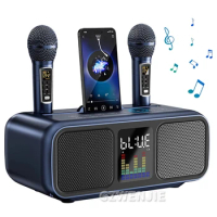 30W Karaoke Bluetooth Speaker Portable 360 Stereo Surround Waterproof Wireless Subwoofer with Dual Microphone Boombox