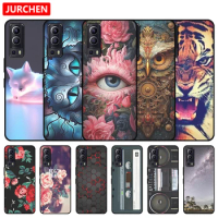 Silicone Cases For VIVO Y72 Y52 5G Cute Cat Dogs Wolf Lion Cartoon Pattern For VIVO Y 72 52 5G V2041 V2053 Thin TPU Black Cover