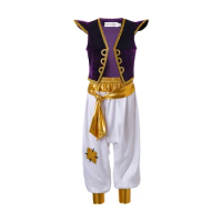 Pettigirl Kids Boys Clothing Set Fancy Arabian Prince Aladdin Costumes Cap Sleeves Waistcoat With Pants Halloween Outfit Cosplay