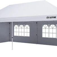 10'X20' Pop Up Canopy Gazebo Commercial Tent with 4 Removable Sidewalls Stakes X12 Ropes X6 for Patio Outdoor Party Events