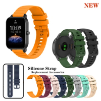 20mm 22mm Watch Band Accessories for Amazfit Bip 3 Pro Lite S U Pop / Samsung Galaxy Watch 4 5 Silicone Strap