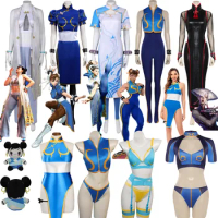 Chun Li Cosplay Costume Game Fighter AKI Dress Jamie Jumpsuit Swimsuit Coat Female Swimsuit SF Women Outfit Halloween Party Suit