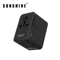 陽光 - PD67W GaNIII QC3.0 ApexCharge快充通用旅行轉插 4Ports 3C1A 旅行插座 黑色 內置英國 美國 歐洲 日本 澳洲插座 適用於iPhone 17 TRB-6