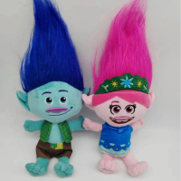 2025 ของเล่นตุ๊กตาขนฟู TROLLS BAND TOGETHER ข้ามพรมแดน ตุ๊กตาการ์ตูน Poppy Blanche