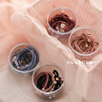 韓國可愛簡約經典珍珠橡皮筋綁髮帶 髮繩 紮馬尾頭飾組合套裝