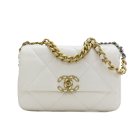CHANEL 香奈兒 白色 羊皮 菱格紋 CHANEL 19 兩用包 AS1160 【二手名牌BRAND OFF】