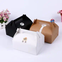 20*15*8cm Ecofriendly Kraft Box Kraft Paper cake food Packing Box Large kraft paper cake box with handle portable