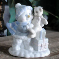 TingKe-Ceramic Christmas Ornament, Retro Cute Bear, Snowman, letterbox, Bird, Christmas Decoration, Gift
