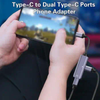Audio Adapter Anti-rust Phone Converter Aluminium Fast Charging Professional Type-C to Dual Type-C Ports Phone Converter