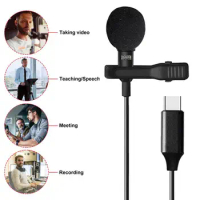 Universal Portable Mini HD Microphone USB Type-C Plug Mic Hands-Free Clip On Recorder Mic For PC Phone Laptop Lound Speaker