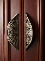 新中式櫥柜門把手對裝仿古銅衣柜門拉手抽屜實木中式柜子把手半圓