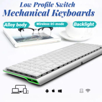 ECHOME Wireless Low Profile Mechanical Keyboard Bluetooth Dual Mode Alloy Body Custom Switch Backlight Office Gaming Keyboard