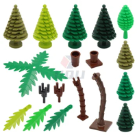 City Plant Tree Accessories Building Blocks Jungle Garden Parts Trunk Leaf Pine Cypress Palm MOC Bricks Toys 6148 2435 3471 3778