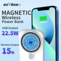 10000mAh Magnetic Wireless PowerBank with LED Display Fast Charg For iPhone 12 13 Mini Pro Max Magnet Portable External Battery
