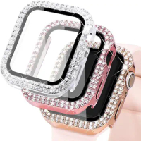 10pcs Diamond Case For Apple watch 7 41mm 45mm 44mm 40mm 42mm 38mm Bling Bumper Protector Cover iWatch series 3 4 5 6 se