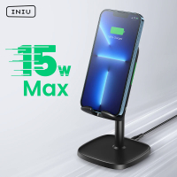 INIU 15วัตต์ชาร์จไร้สายศัพท์ยืนปรับผู้ถือโต๊ะมือถือที่มี Adaptive LED สำหรับ  14 13 Pro Max XR ซัมซุง Xiaomi