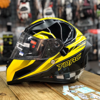 TORC T15 黑黃 賽車格 全罩 安全帽 內墨鏡 雙D扣