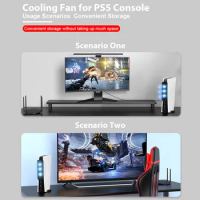 Cooling Fan LED Light Cooling Game Accessories Quiet Cooler Fan 5500RPM with 3 Fans for PS5 Disc and Digital Edition