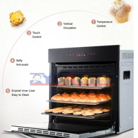 60L Built-In Electric Oven Kitchen Multifunction Pizza Cake Baking Oven Large Capacity &amp; Smart Touching Screen Oven