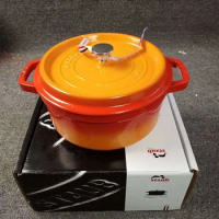 Dutch Oven Cast Iron Pot: 24 Cm Enameled Casserole High-Quality Home Cooking Cookware Set Durable and Stylish