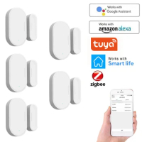 1/8PCS Tuya Zigbee Door Window Sensor Smart Door Open Closed Detectors Smart Life APP Work with Alexa Google Home Gateway Hub
