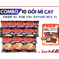 Combo 10 gói MÌ CAY SASIN VỊ KIM CHI (10 gói mì + 10 gói ớt độ)  kinh điển