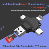 4 in 1 OTG adapter &amp; reader Type-C +Lightning Port+Mircro Port+ USB &amp; TF card Port