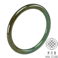【漢石齋】天然和田玉 圓條手鐲玉鐲 青玉帶糖(手圍18.2/版寬6.4mm)