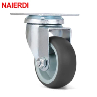 NAIERDI 4PCS Casters Wheels 2 inch Heavy Duty Swivel Soft Rubber Roller with Brake for Platform Trolley Furniture Wheels