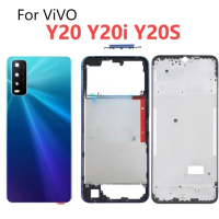Penutup Belakang, Untuk Vivo Y20, Y20s, Y20i, dan Y30, dengan Penutup Bateri, Bingkai Tengah Depan, 