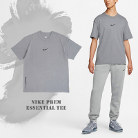 Nike 短袖 NSW Premium Essentials 灰 黑 男款 純棉 厚磅 寬版 Swoosh DX6307-084