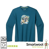 【SmartWool 美國 塗鴉長Tee《熊熊剪影 暮光藍》】SW017155/排汗衣/機能衣/短T