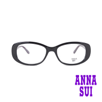 【ANNA SUI 安娜蘇】日系優雅細版鏡腳蝴蝶結造型光學眼鏡-黑/紫(AS578-007)