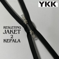 Resleting Jaket Metal Double Kepala 2 Kepala YKK No 5 Gigi Metal 2 Zipper Dua Arah Nomor 5 Besi Auto