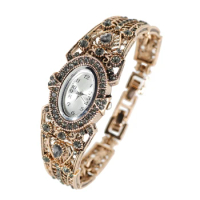 Neovisson Fashion Bangle Watches Bohemia Women Bracelet Antique Gold Color Quartz Watch Gift For Noble Women