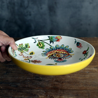 花朵深盤創意陶瓷花盤深菜盤沙拉盤小龍蝦盤外貿出口深盤精致