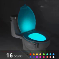 8/16 Colors Change LED Toilet Seat Night Light Induction Lamp Smart Motion Sensor WC Lamp Backlight Luminaria Toilets Decoration