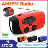 AM/FM Radio 2000mAh Emergency Hand Crank Solar Weather Radio with Flashlight SOS Alarm Portable Power Bank WB NOAA AM FM Radio