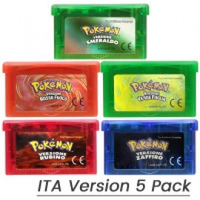 32บิต GBA วิดีโอเกมตลับคอนโซลการ์ด Pokemon Series ชุด Emerald Fireed LeafGreen Ruby Sapphire พร้อมฉล