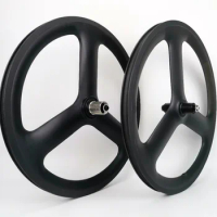 20 Inch 3-spoke carbon wheels 41mm depth 22.5mm width fixed gear hubs for Track/Road Racing 451 tri-spoke bike carbon wheelset