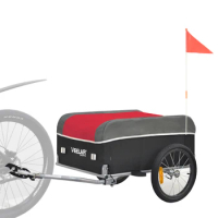 Foldable Bike Cargo Trailer Bicycle Wagon Trailer w/Hitch, 16'' Wheels, 110 lbs Max Load - Black