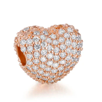 Rose Gold Jewelry Pave Open My Heart Clip Fashion Beads For Jewelry Making Fits Original Silver Bracelets For Woman DIY
