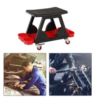 Workshop Creeper Seat Rolling Car Wash Stool with Tool Tray Storage Rolling Creeper Garage Seat for Car Cleaner Automotive Home